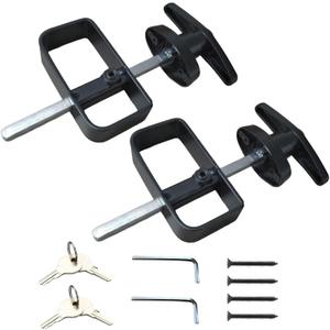 WellMade Shed Door Latch, T Handle Lock Kit, 5" Storage Barn Playhouse & Chicken Coop Lock Replacement Set, Black 2 Pack