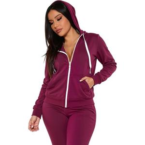 Women 2 Piece Sweatsuit Fall Outfits jogger Tracksuit Sweatpants Sets Casual Long Sleeve Zip Up Hoodie (XX-Large, Claret)