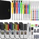 49 Pack Carpenter Pencil Set with Sharpener, Carpenter Pencils with Deep Hole Long-Nib Marker Pens, Carbide Scribe Tool & Construction Pencil for Architect Woodworking with Case