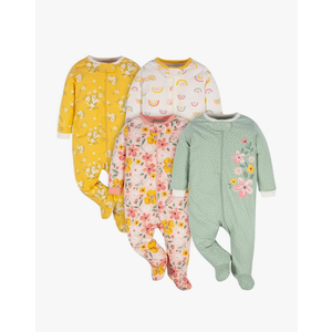 Gerber Baby Girls' 4 Pack Sleep 'N Play Footie 0-3 Months