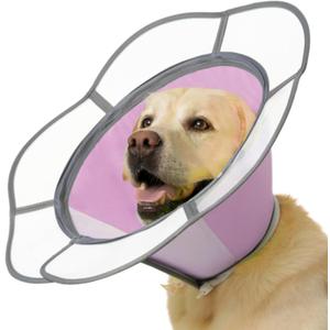 Soft Dog Cone Collar After Surgery Recovery,Adjustable E-Collar with Removable Shield,Lightweight,Breathable Anti-Licking Protective Cone for Large,Medium,Small Pets (Rose Pink, L (Neck:15.5''-19'')