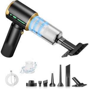 16000Pa Suction Cordless Car Vacuum: Handheld Vacuum with Brushless Motor & HEPA Filter for Drivers and Office Workers - Bone Black