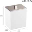 mDesign Plastic Rectangle Apothecary Canister - Organizer for Bathroom Vanity Countertop Shelf Decor - Holds Cotton Swabs, Soap, Makeup, Bath Salts - Lumiere Collection - 2 Pack - White/Brushed Chrome