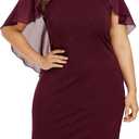 ROSE GAL Rosegal Plus Size Womens Sequins Chiffon Overlay Bodycon Pencil Cape Dress for Wedding Cocktail Party Evening M