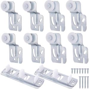 10 Pcs Sliding Closet Door Roller Kit,Wardrobe Door Roller with Slide Track,Closet Door Rollers Replacement for Top-Hung Sliding Door Hardware