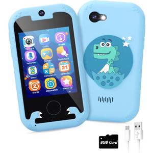 Dinosaur Toys Kids Smart Phone for Girls Age 6-8, Birthday Gifts for 3-8 Year Olds with 8GB Memory Card