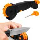 6-in-1 Garden Tool Kitchen Knife Sharpener Ceramic Blade Sharpener for Lawn Mower Blade Axe Machete Scissor Pruner Hedge Shears Diamond Carbide Easy to Restore Sharpness with Non Slip Grip