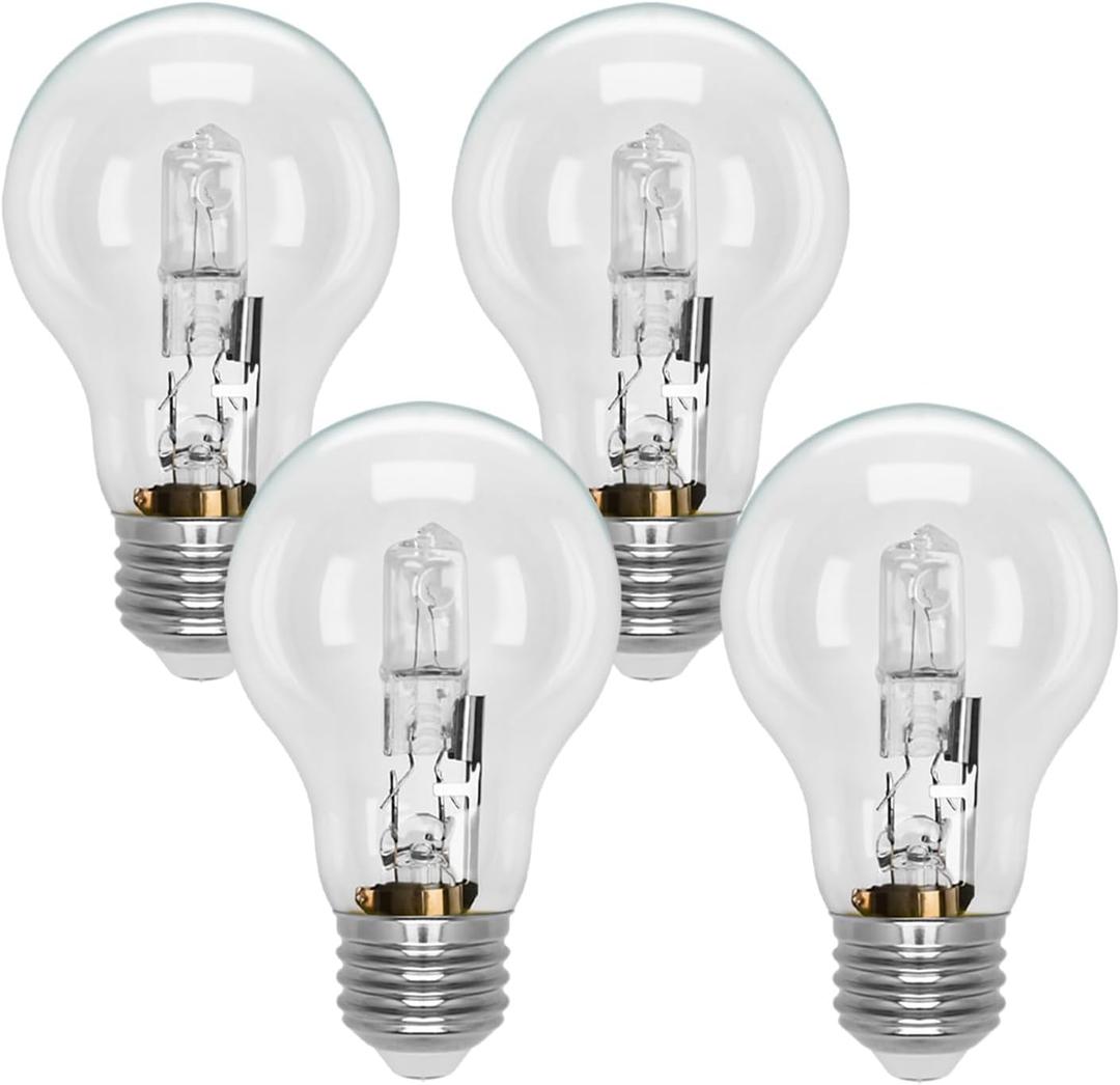 043168787963 78796 Halogen Light Bulbs 60 Watt,43Watt 120V Replacement Incandescent Light Bulbs for A19 Types E26 Thread for Home Lamps & Ceiling Fixtures,White 4PCS