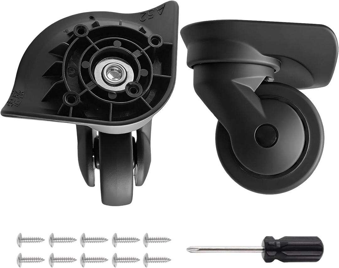 Luggage Wheels Replacement 2 Pack Heavy-Duty Suitcase Casters with 4 Screw Holes,360 Smooth Rolling Spinner Wheels for Luggage Repair(FW048)