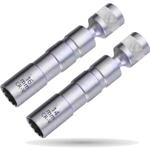 14mm&16mm Magnetic Swivel Spark Plug Socket 12-Point 3/8-Inch Drive 360 Adjustable 1mm Thin Wall Spark Plug Socket Set with Magnet Compatible with BMW Nissan Mini etc. 14mm&16mm Magnetic Swivel Spark Plug Socket 12-Point 3/8-Inch Drive 360 Adjustable 1mm Thin Wall Spark Plug Socket Set with Magnet Compatible with BMW Nissan Mini etc.
