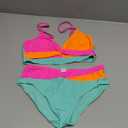 WIQI Girls Swimsuit Bikini Set 2 Piece Bathing Suits Color Block Criss Cross Swimwear Size 13-14year