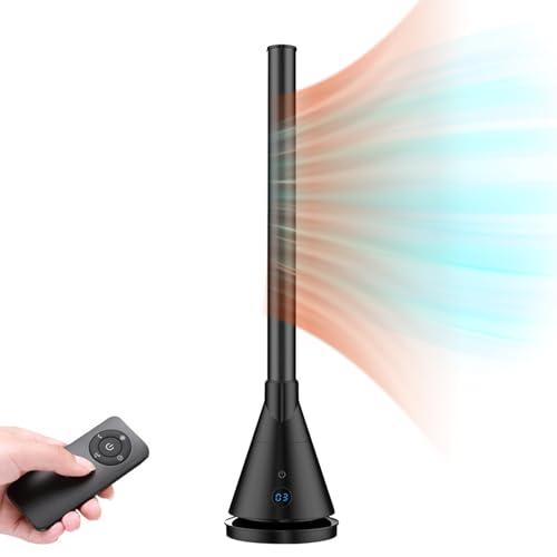 HSPLXYT Tower Bladeless Heating and Cooling Fan； Bladeless Fan with Remote Control；Oscillating Fan/Standing Floor Fan for Home/Office/Room；Two temperatures for year-round use(Black)