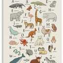 MOTERMATE Abc Alphabet Nursery Wall Art Poster Chart, Safari Nursery Decor, Abc Canvas Poster Hanger Frame for Toddlers Classroom, Alphabet Wall Hanging Banner Decor for Classroom Playroom, 12x16 Inch