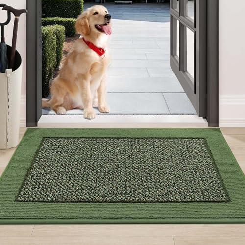 BEQHAUSE Indoor Door Mat 24" x 36", Dirt Trapper Door Mats Non-Slip Entryway Rugs Washable, Resist Dirt Absorbent Welcome Mat, Low Profile Floor Mats for Front Back Door and Entryway, Green