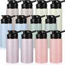 Domensi 12 Pack Aluminum Water Bottle Bulk Reusable Water Bottle, Lightweight Easy Carry Leakproof with Snap Lid Travel Bottles, for Gym Outdoor Sports Cycling Camping Fishing (20oz,Morandi Colors)