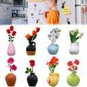 Mini Vase Magnets for Fridge, Ceramic Vase Refrigerator Magnets, Funny Mini Plant Magnets, Small 3D Plant Vase, Suitable for Fridge, Kitchen, Office Decoration (8Pcs)