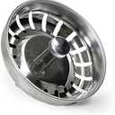Highcraft 9754JO Stainless Steel Kitchen Sink Strainer Basket-Replacement for Standard Drains (3-1/2 Inch) -Ball-Lock Rubber Stopper, 3-1/2, Pack 3