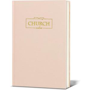XKDOUS Church Notes Journal, Sermon Notes Christian Notebook, Linen Bible Study Journal, Prayer Journals, Blank Notebook to Writing Key Points and Notes, Christian Gifts for Women Men, Pink