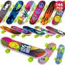 ArtCreativity Mini Finger Skateboards for Kids (Bulk Pack of 144) Durable Finger Boards in Assorted Designs, 2 Inch Fingerboard Skateboard Party Favors, Goody Bag Fillers