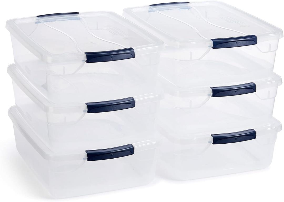 Rubbermaid Cleverstore 16 Qt Clear Storage Bins with Lids, 6-Pack, Stackable, BPA-Free, Made in USA