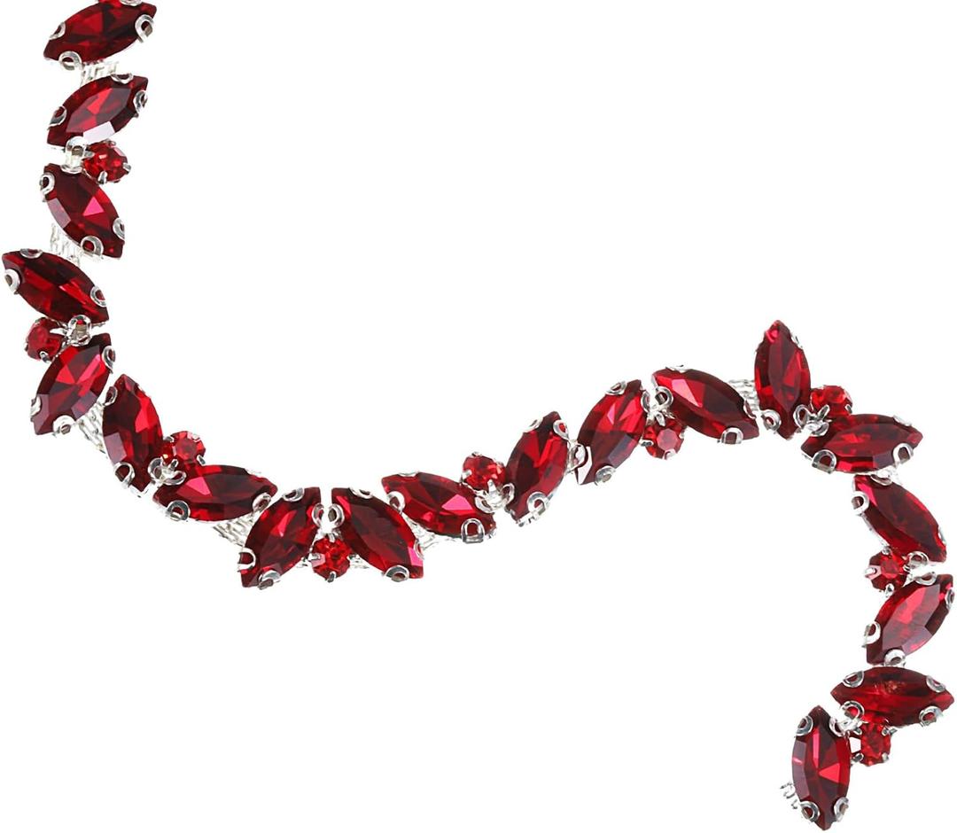 uxcell 1 Yard Rhinestone Chain Trim, 10mm Bling Shiny Crystal Chain Applique for Sewing, DIY Jewelry, Clothing (Red)