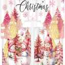 Christmas Kitchen Curtains 3 Piece Set Pink Snowman Window Curtains and Valance Set Xmas Curtain Swag for Kitchen Bedroom Living Room Decor, 60 x 36 Valance, 36 x 30 Tier