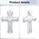 6 Pcs 34 Inch Cross Balloon Jumbo Baptism Large Memorial Balloons Communion Christening Religious Foil Party Balloon for Xmas Home Outdoor Decorations(Silver)