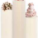 Foldable Cylinder Pedestal Stand for Parties 3pcs Columns Pedestal Display Stands Round White Cylinder Column Table Roman Pillar for Wedding Birthday Baby Shower Party Decor