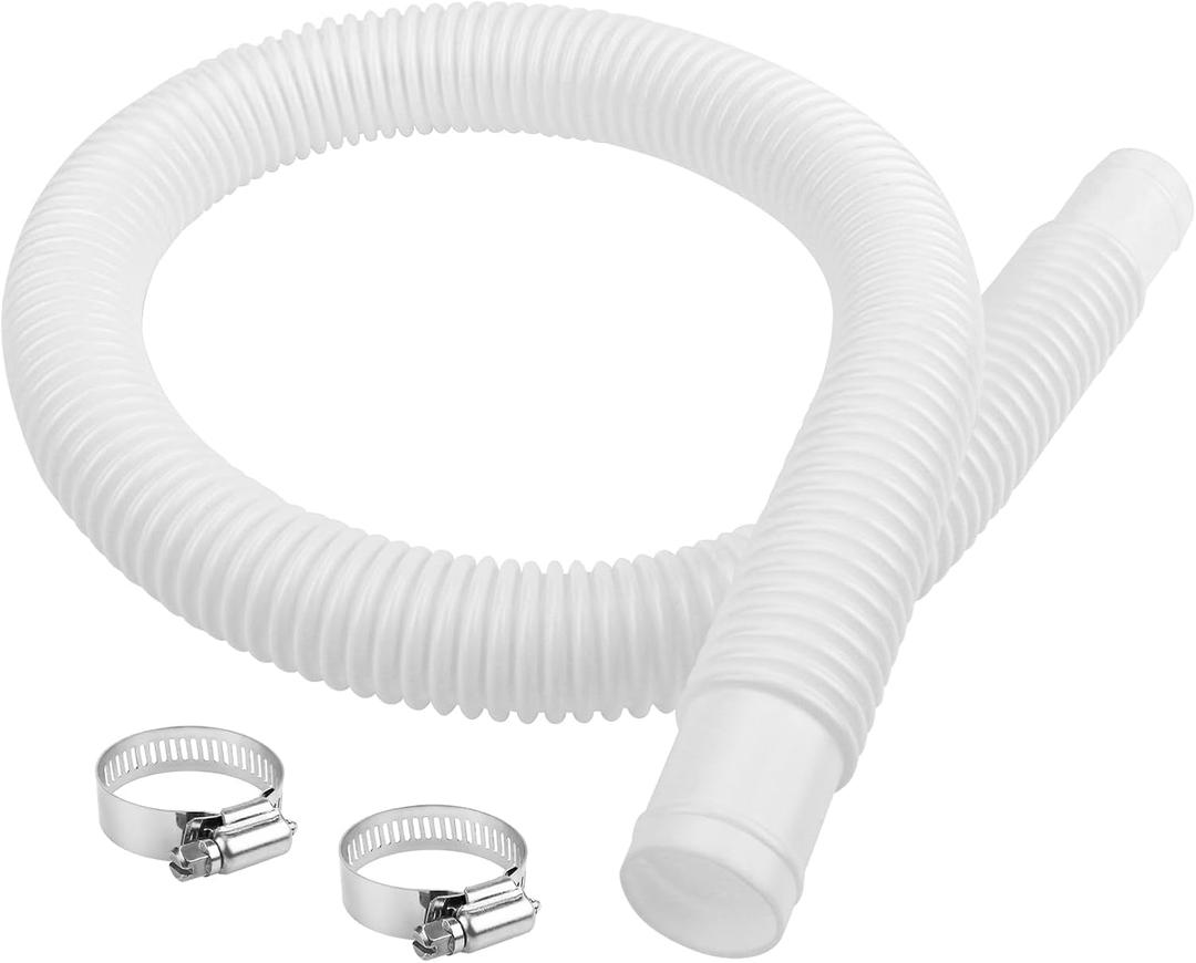 Ximoon 1-1/4 Inch x 3 Foot Long White Above Ground Pool Flex Connection Hose Filter or Suction, Pool Hose for Above Ground Pools, Swimming Pool Suction Hose for Intex - White