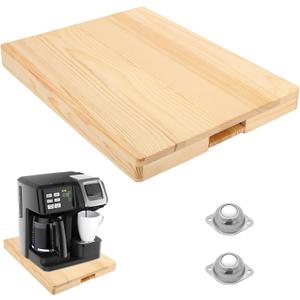 Sliding Tray for Coffee Maker - Appliance Slider 360 Rolling Tray With Wheels & Brake for Kitchen Countertop, Sliding Pull Out Mat for Ninja Air Fryer Coffee Pot Under the Cabinet (12"W 16"D) Black