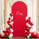 Red Arch Backdrop Cover, 6FT Spandex Fitted Wedding Arch Stand Covers 2-Sided Round Top Chiara Arch Backdrop Cover for Wedding Ceremony Birthday Party Baby Shower Banquet Decoration
