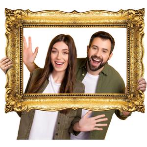 Upgraded 32 x 24 Inch Large Photo Booth Props Picture Frame Vintage Photo Frame Friends Selfie Props for Wedding Mexico Birthday Bachelorette Party Supplies(Gold Style)