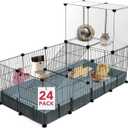 24 Panels Small Animal Playpen,Pet Playpen,C&C Cage for Guinea Pigs,Puppy Play Pen,Baby Chicken Cage,Indoor Outdoor Portable Metal Wire Yard Fence with Waterproof Mat