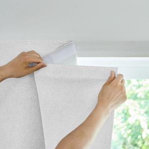 100% Blackout French Door Curtain,Adhesive, No Drilling Required,Small Curtains Designed for Installation On Doors (Grayish White - W25  L40 in)