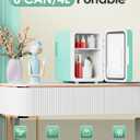 CUTIEWORLD Skincare Fridge with Dimmable LED Light Mirror, 4L Mini Fridge For Desktop, Travel or Cool & Heat, Makeup Fridge for Cosmetics, Skin Care and Food, Green