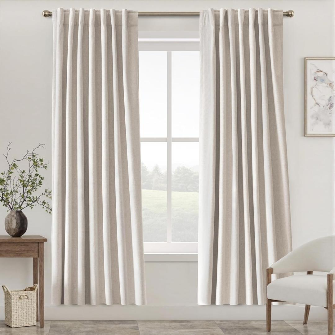 UHITECH Blackout Curtains for Bedroom Window 80 Inch Long Sliding Door Black Out Curtain for Living Room Darkening Drapes Thermal 2 Panels Set Track System (Ivory)