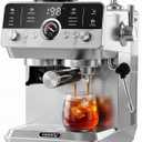 Canoly Fast Cold Brew Espresso Machine with Grinder, Capsule Handle, Silver