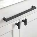 10 Pack 10''(256mm) Matte Black Cabinet Pulls Kitchen Stainless Steel Cabinet Handles Square Cabinet Hardware for Cupboard Drawer Pulls