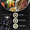 Modern Design Wood Pepper Grinder, 8 Inch Wooden Pepper Mill, Adjustable Coarseness Manual Peppermill, Innovative Starry Black Refillable Peppercorn Crusher with Steel Rotor, Gift, Personal, AE1