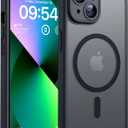 TOCOL Magnetic for iPhone 13 Case, Upgraded Full Camera Protection, Compatible with Magsafe, Drop Protection, Translucent Matte Back Bumper Phone Cover 6.1-Inch (Black)