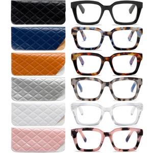 3 Pack Oversize Square Design Reading Glasses for Women, Blue Light Blocking Computer Reader (2.25 X, 6 Pack Mix)