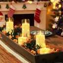 Homemory Flameless Candles with Embedded Star String Fairy Lights, Battery Operated Candles, LED Candle, Fake Candles with Remote Control and Timer, Ivory, Set of 5(H4 5" 6" 8" 8")
