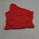 SUUKSESS Women Double Lined Going Out Trendy Crop Tops Ruched Sleeveless Shirts (Large, 09 Red)