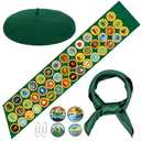Dreamtop Scout Costume Set - 9 Pcs Scout Costume Women with Green Beret Sash Scarf Scout Badges Paper Clips for Halloween Party Dress Up