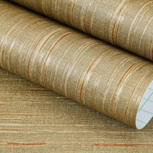 FunStick Brown Gold Grasscloth Peel and Stick Wallpaper Textured Grass Cloth Wall Paper Peel and Stick for Bathroom Bedroom Kitchen Vintage Gold Contact Paper for Cabinets Walls Waterproof 12"x200"