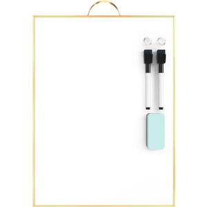 TSJ OFFICE Small White Board - 16" X 12" Portable Gold Aluminum Framed Whiteboard, Magnetic Dry Erase Board with a Handle, to Do List Notepad for Office, Home, School