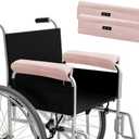 SPRING SEAON Wheelchair Armrest Covers (Pair) - Suede Velvet Memory Foam Accessories Pads for Wheelchair Arm Rest, Office Transport Chairs, Soft Support Cushion for Mobility Aids (Pink)