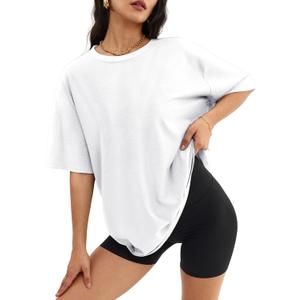 ATHMILE Womens Oversized T Shirts Loose Fit Crewneck Short Sleeve Tops Summer Casual Blouse Y2K 2025 Basic Tee Beach (Medium)