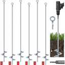 Yaocom 6 Pcs 40 Inch Extra Long Ground Anchor 4" Wide Helix 14 mm Rod Auger Earth Ground Metal Heavy Duty Anchors Hook Wind Stakes Eye Anchor for Guying Tents Fencing Canopies Bridge House (Silver)