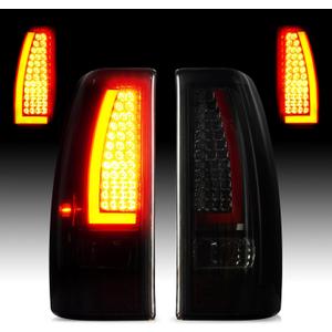 LED Tail Light Fit for Chevy Silverado 1500 2500 99-02, 1500HD 2500HD 01-02, for GMC Sierra 1500 2500 99-03, 1500HD 2500HD 01-03 Rear Brake Lamp Taillight Assembly, Smoked Lens